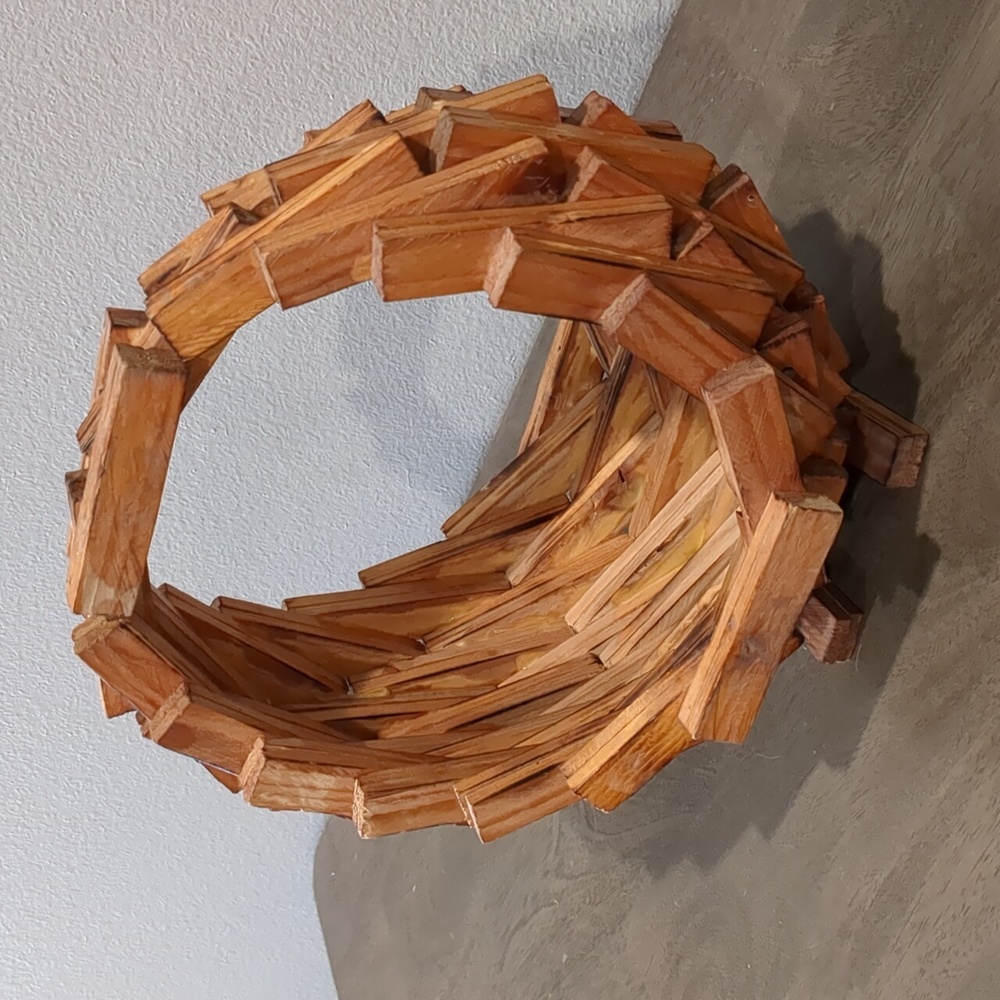 Vintage Boho Stacked Wood Circle Basket